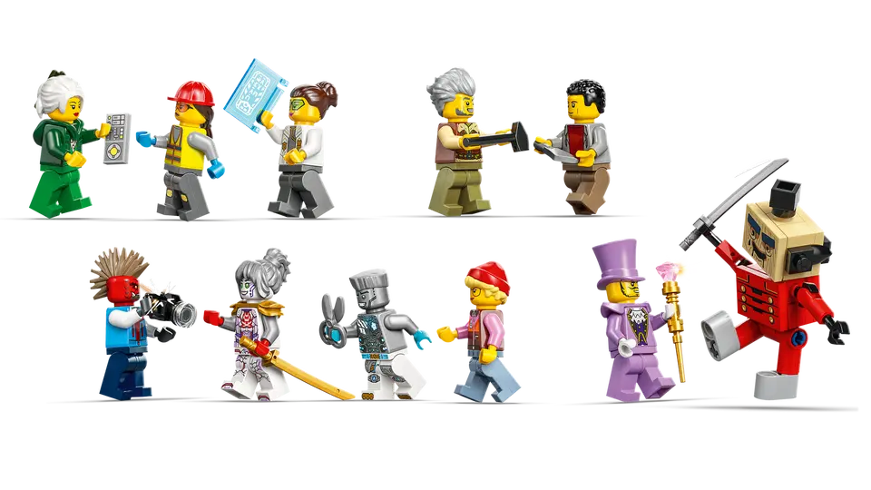 71837 Talleres de la Ciudad de Ninjago minifiguras en acción